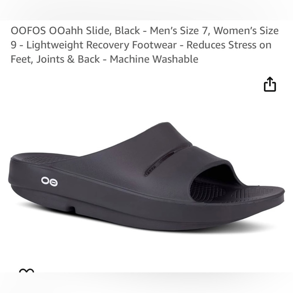 Oofos black slides